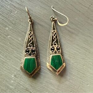 925 Sterling Silver Malachite Stone Earrings